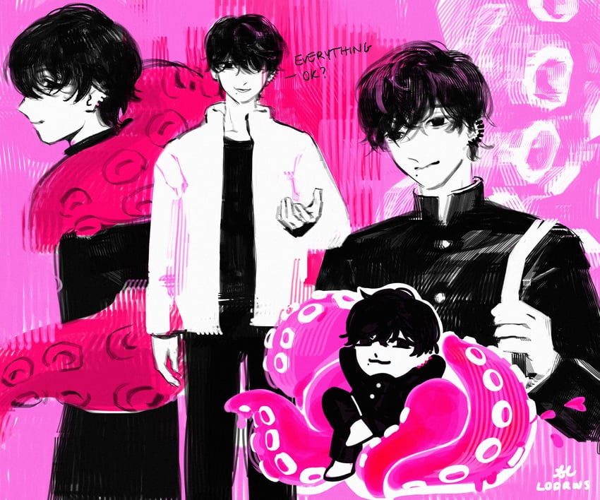 yoshida hirofumi and octopus devil (chainsaw man) drawn by lodrws