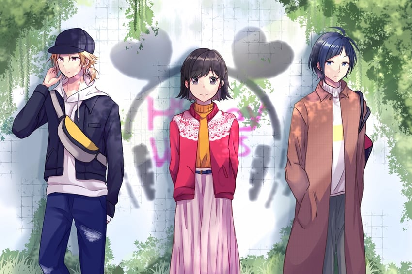 someya yuujirou, shibasaki aizou, and suzumi hiyori (kokuhaku jikkou iinkai and 1 more) drawn by louiselulub