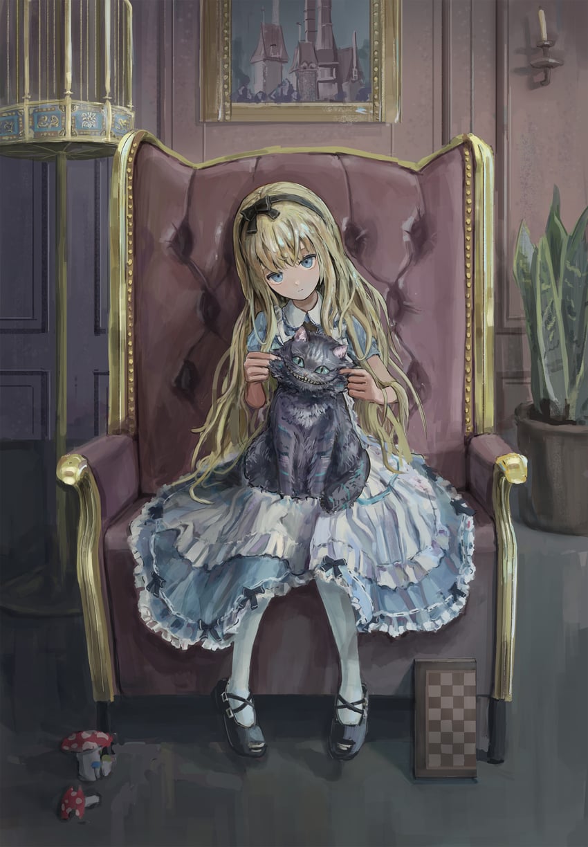 alice and cheshire cat (alice's adventures in wonderland) drawn by katamimi123