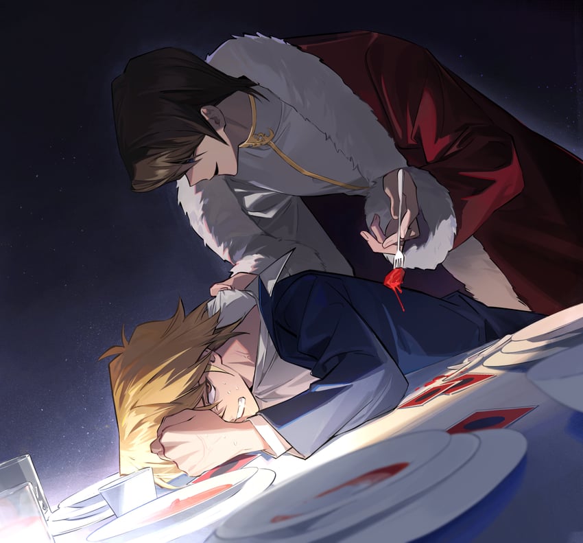 kaiba seto and jonouchi katsuya (yu-gi-oh! and 1 more) drawn by inkerpape