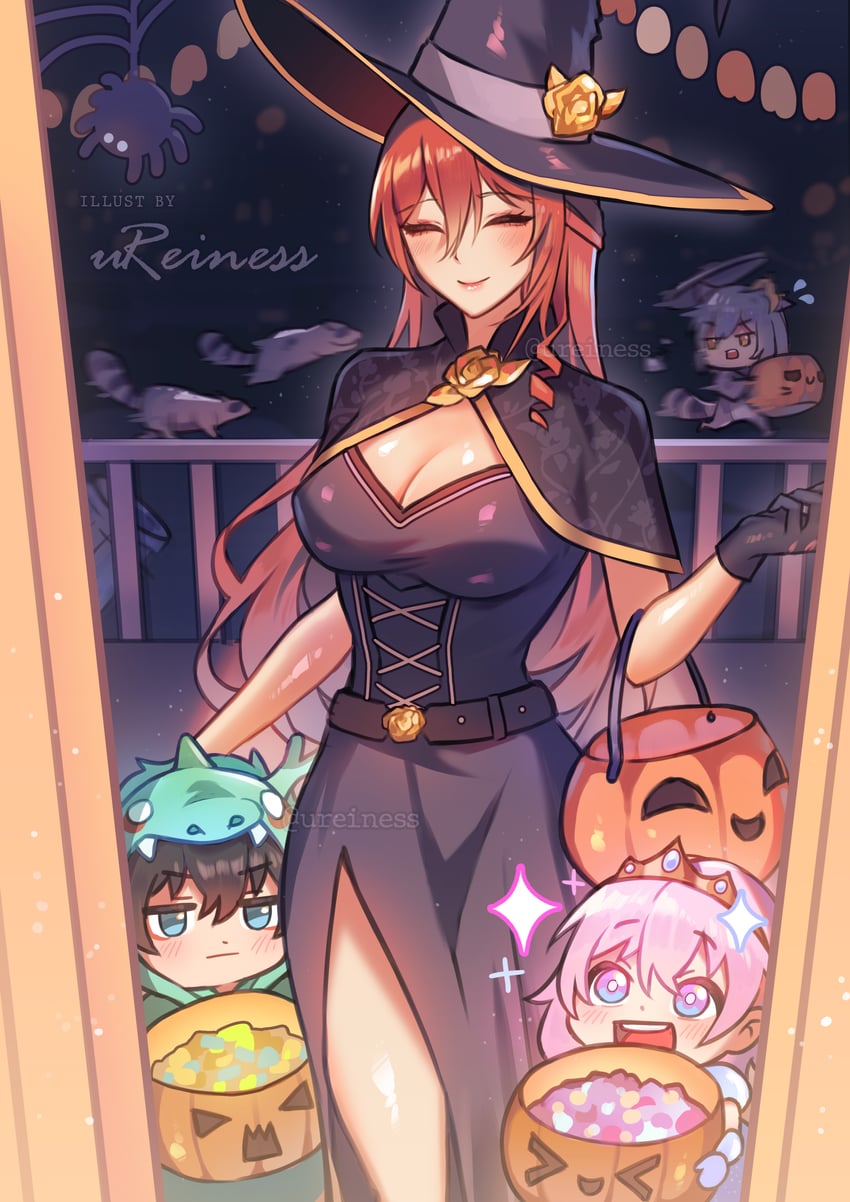 trailblazer, stelle, march 7th, dan heng, and himeko (honkai and 1 more) drawn by reiness_(ureiness)