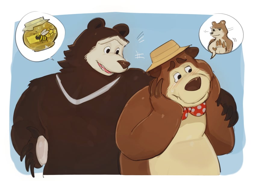 bear, rival bear, and she-bear (masha and the bear) drawn by 1kogito1