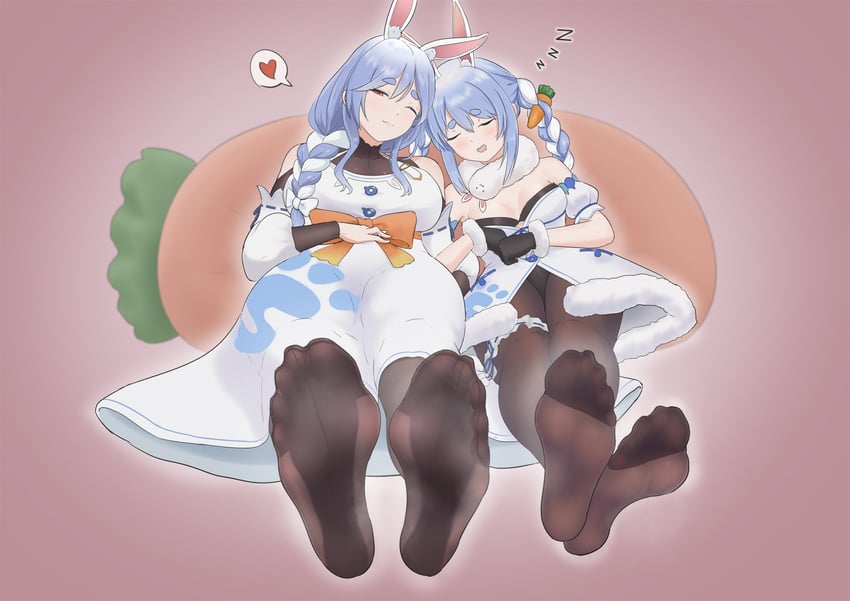 usada pekora, don-chan, and pekomama (hololive) drawn by treadml
