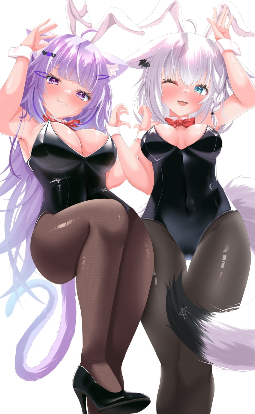 shirakami fubuki and nekomata okayu (hololive) drawn by muutsu_(maxwell0916)