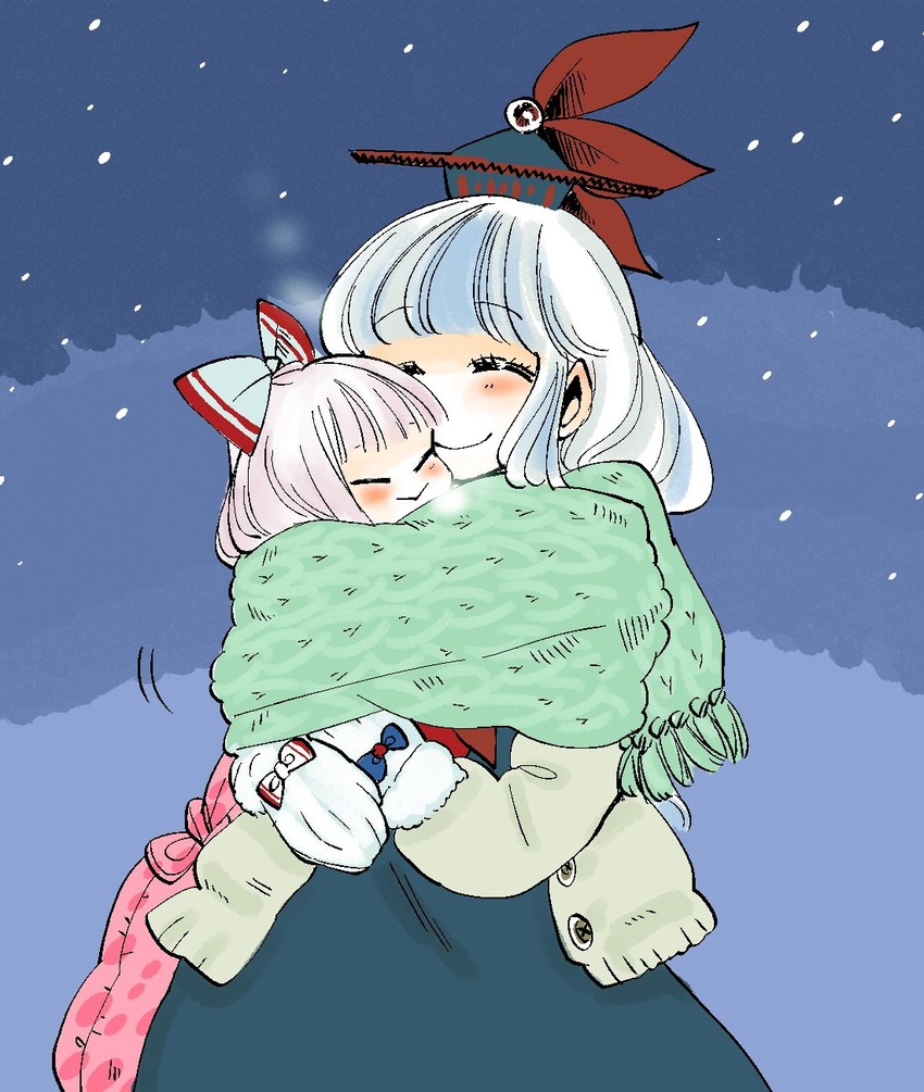 fujiwara no mokou and kamishirasawa keine (touhou) drawn by komaku_juushoku