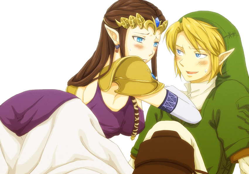 link and princess zelda (the legend of zelda and 1 more) drawn by saiba_(henrietta)