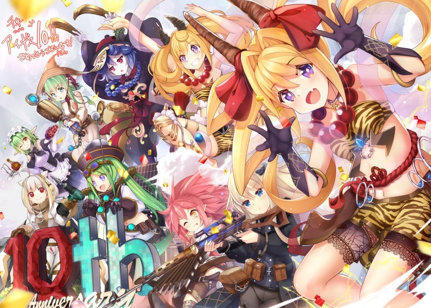 remii, ramii, lina, lei-mei, socie, and 4 more (sennen sensou aigis) drawn by taicho128