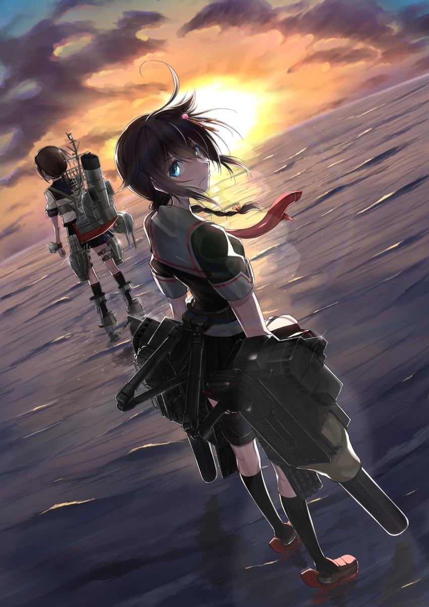 shigure, fubuki, shigure kai ni, and fubuki kai ni (kantai collection) drawn by zombie_mogura