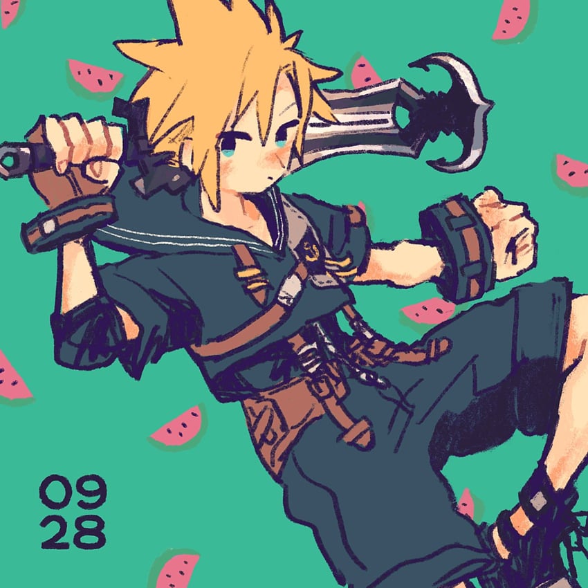 cloud strife (final fantasy and 2 more) drawn by nobu_(25mark)