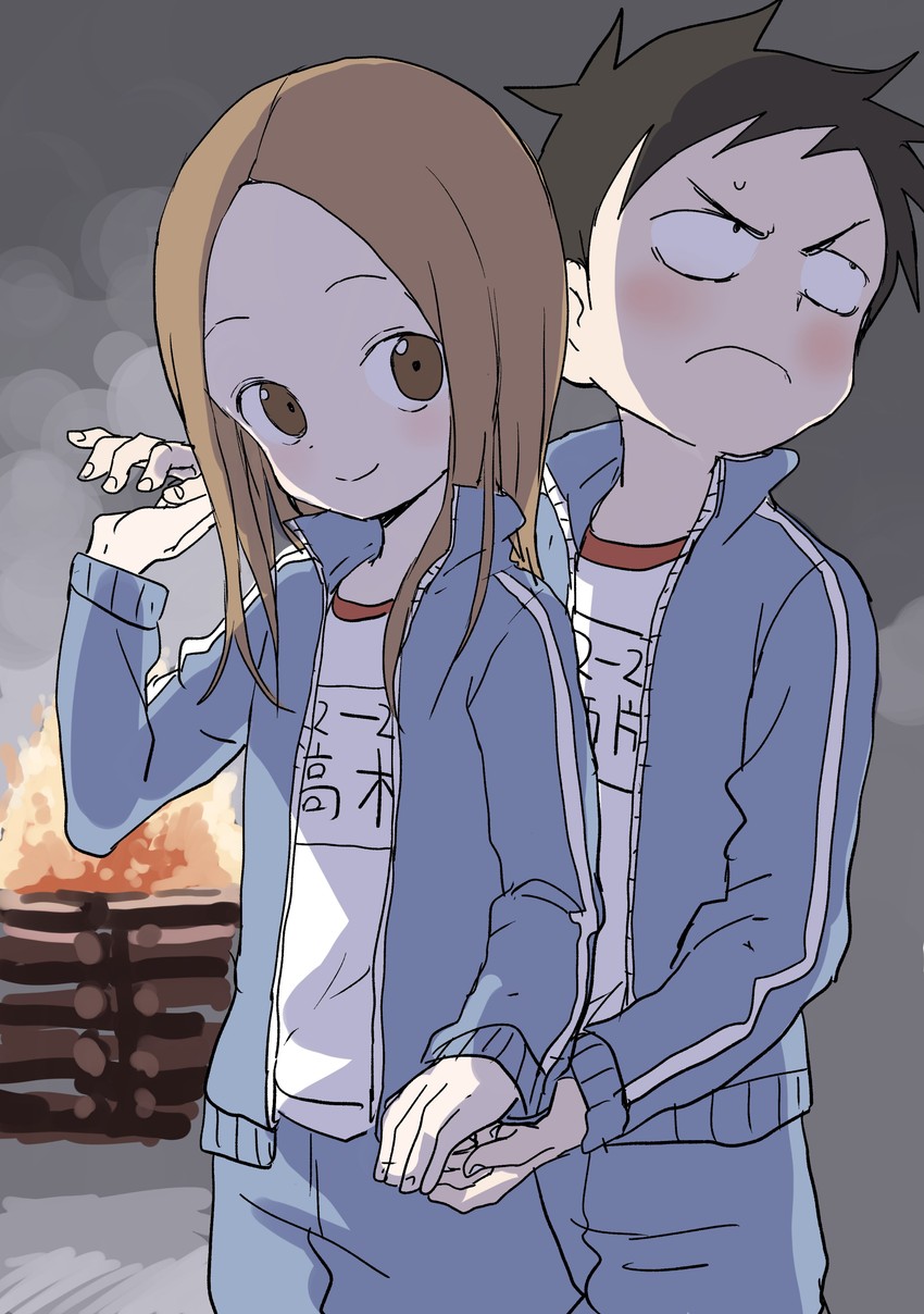 takagi-san and nishikata (karakai jouzu no takagi-san) drawn by yamamoto_souichirou