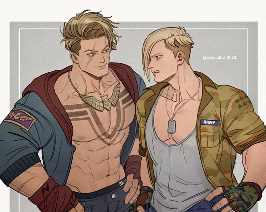 luke sullivan and ed (street fighter and 1 more) drawn by crocodile_2023