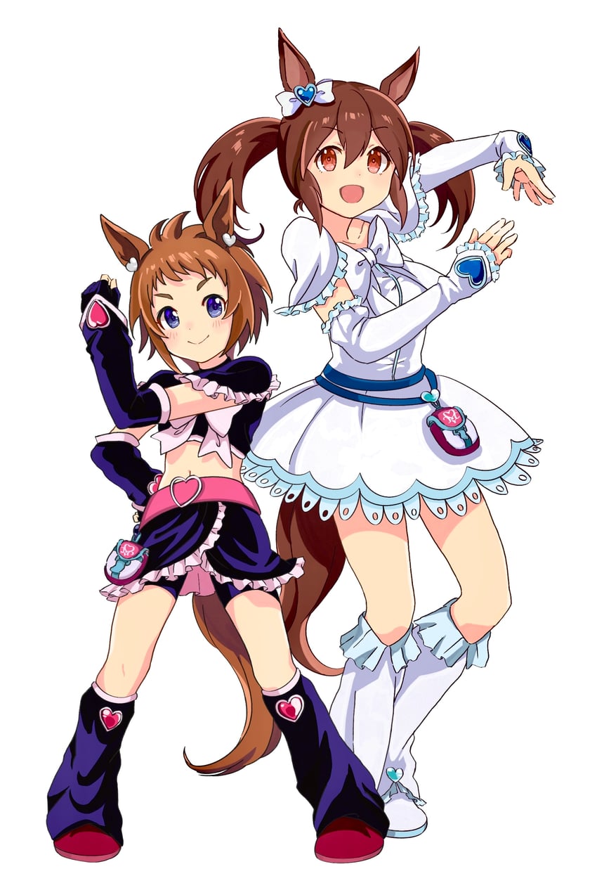 misumi nagisa, yukishiro honoka, cure black, cure white, hishi akebono, and 1 more (umamusume and 2 more) drawn by moko39_takasora