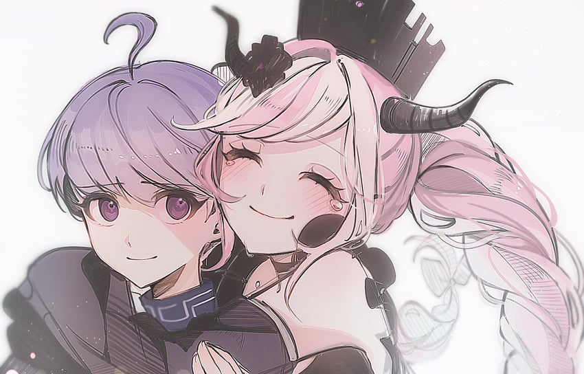 shinigami and yuma kokohead (master detective archives: rain code) drawn by rize_(rize0420)