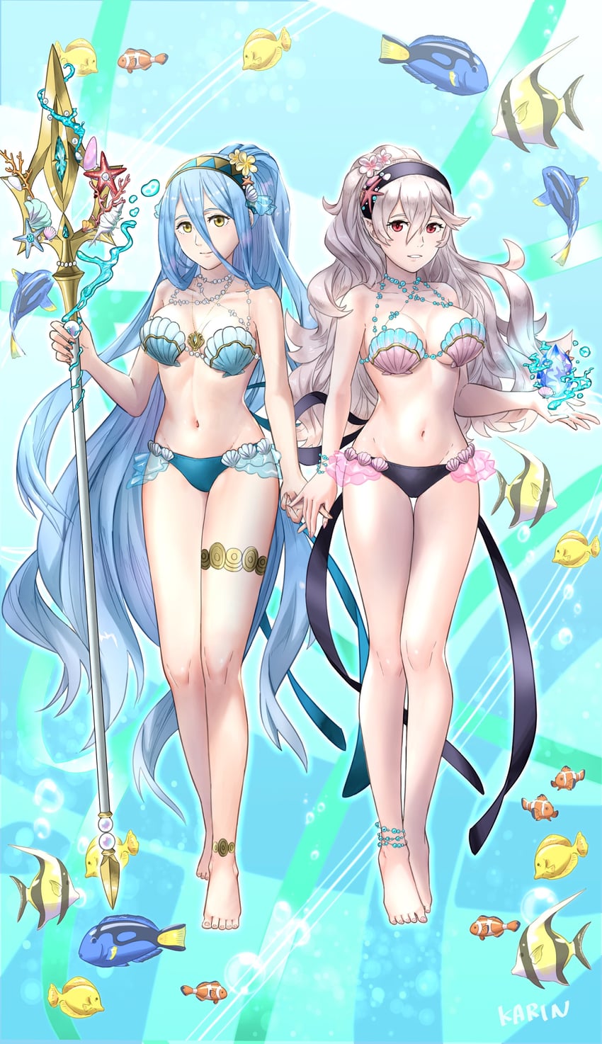 azura and female corrin (fire emblem and 2 more) drawn by karrincorrin