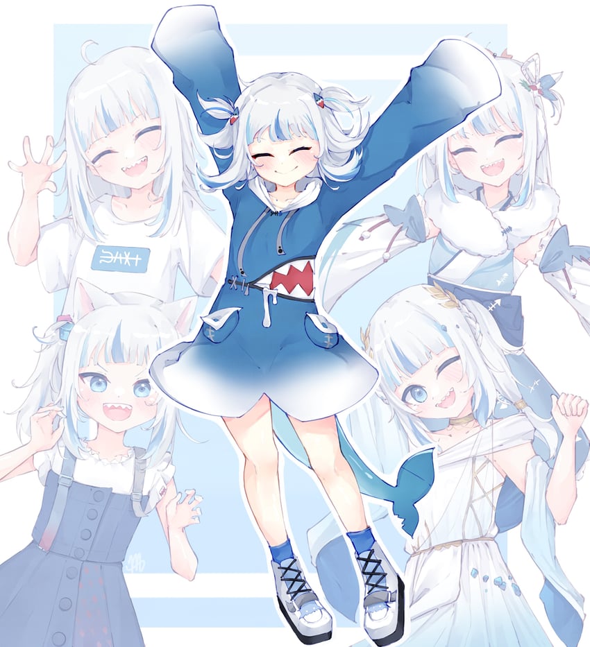 gawr gura (hololive and 1 more) drawn by ma_draws