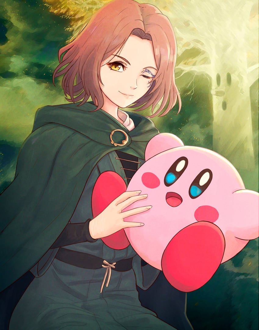 kirby, melina, and whispy woods (kirby and 2 more) drawn by truejekart