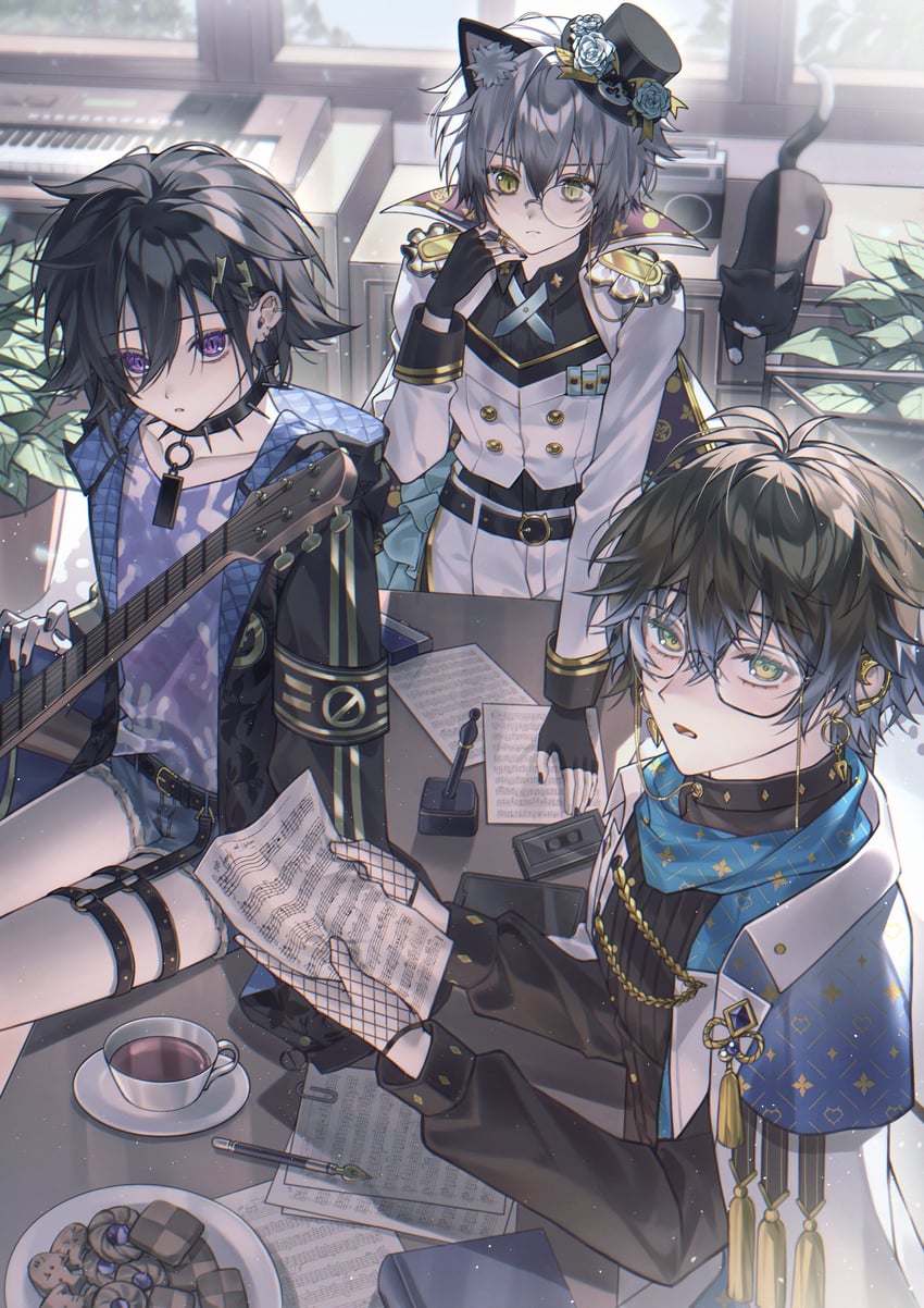 ike eveland, kanade izuru, and nekozeno shin (nijisanji and 3 more) drawn by yu_yu_(yuyuuuu99550771)
