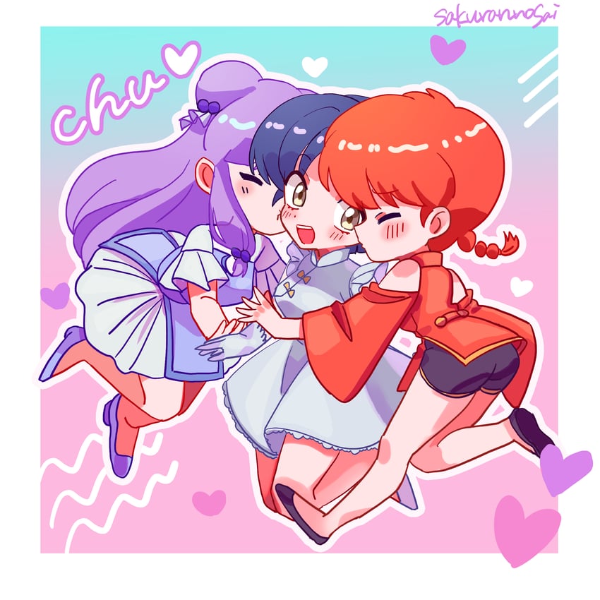 ranma-chan, shampoo, and tendou akane (ranma 1/2) drawn by miyano68mamo