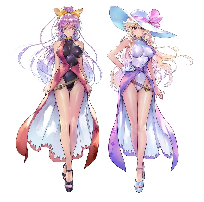 watatsuki no yorihime and watatsuki no toyohime (touhou) drawn by matsuda_(matsukichi)