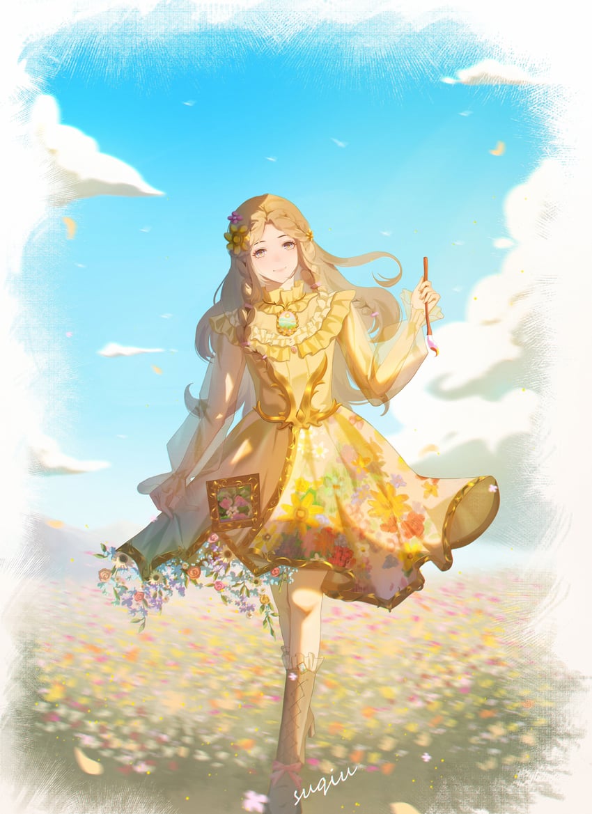 on a sunny field (nikki and 1 more) drawn by suqiu