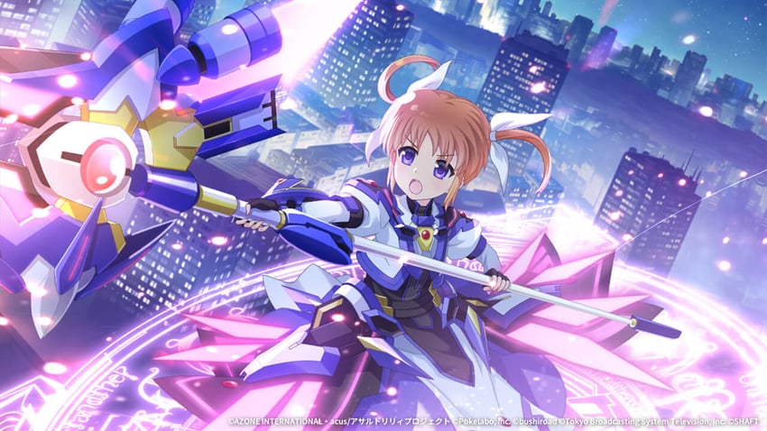 takamachi nanoha, raising heart, and raising heart estrea (lyrical nanoha and 2 more)