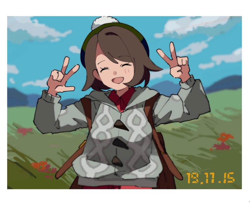 gloria (pokemon and 1 more) drawn by shichibee_(stm_mimi)