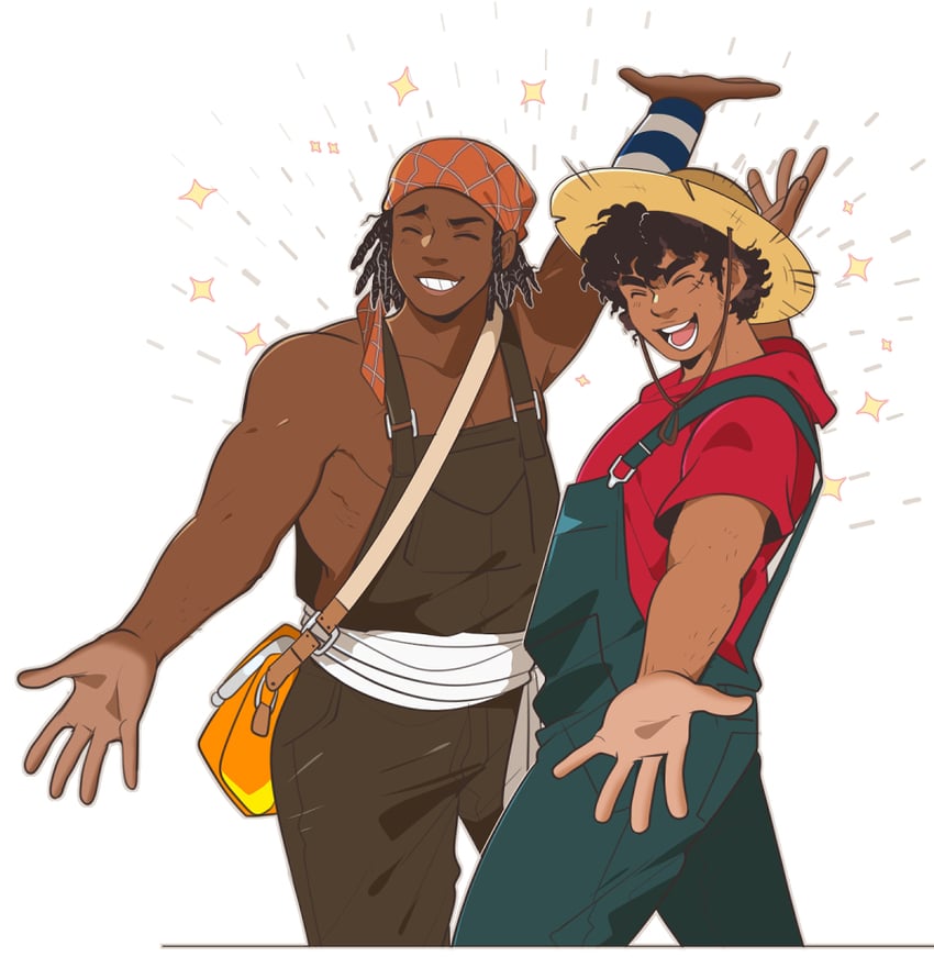 monkey d. luffy, usopp, inaki godoy, and jacob romero gibson (one piece) drawn by moosopp
