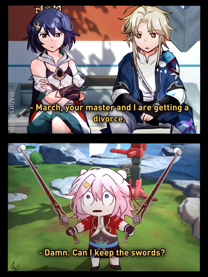 march 7th, yunli, and yanqing (honkai and 1 more) drawn by mmiklshaek