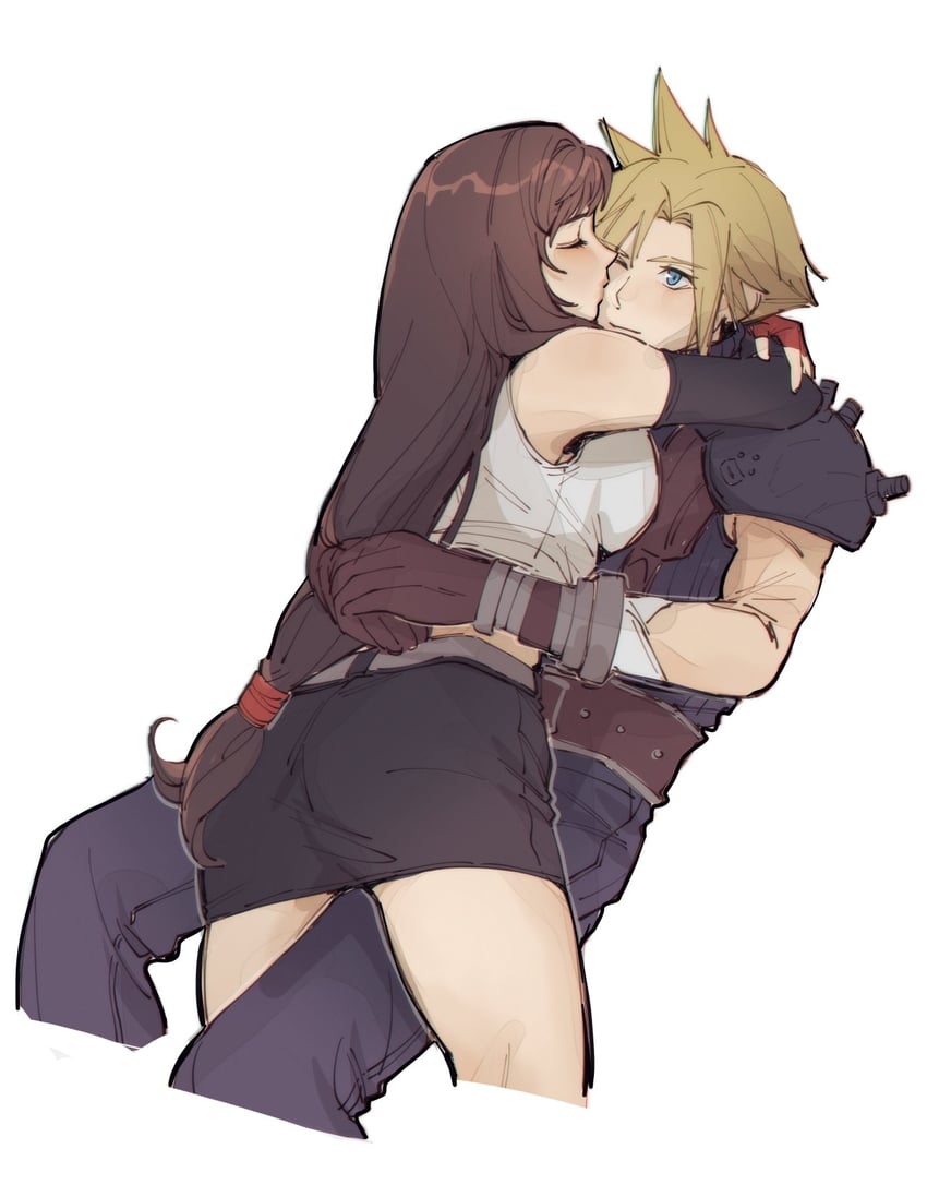 tifa lockhart and cloud strife (final fantasy and 1 more) drawn by pudelmudel