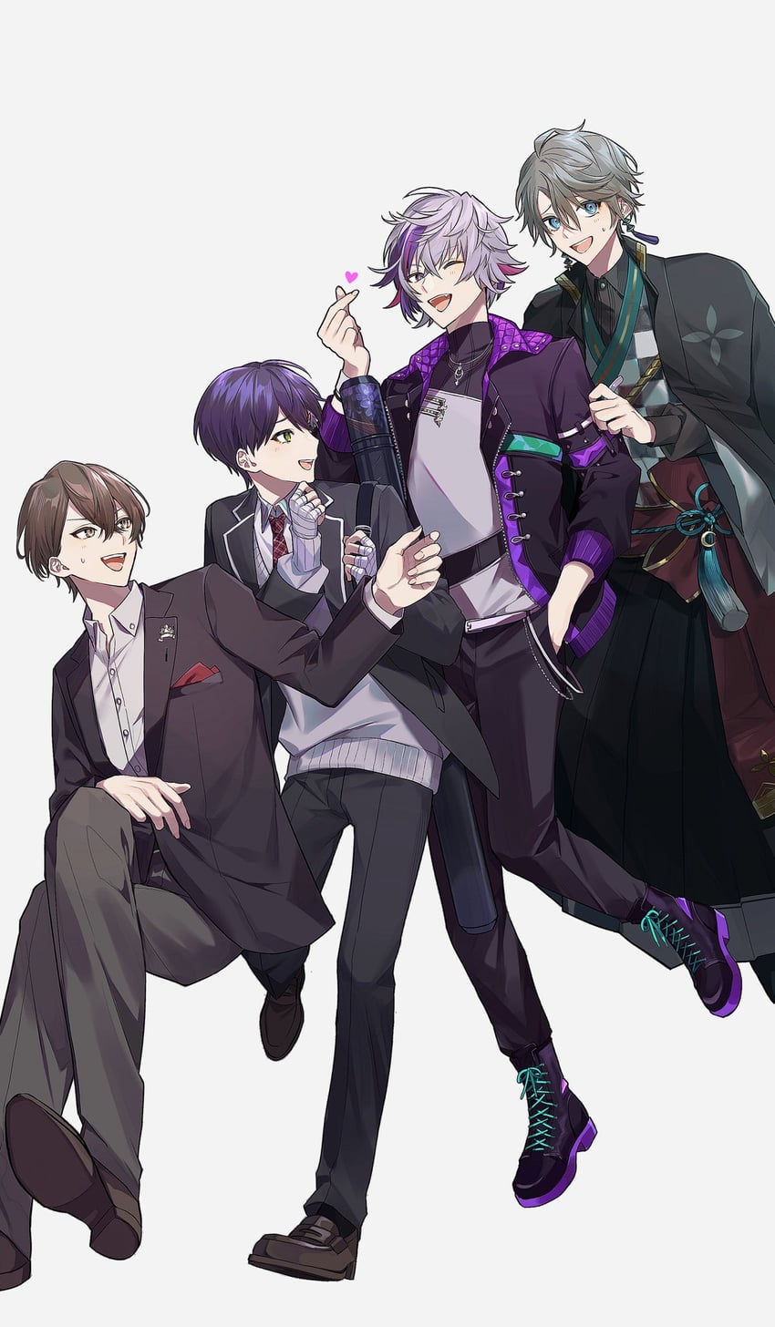 kenmochi touya, fuwa minato, kagami hayato, and kaida haru (nijisanji) drawn by saw_(dtn_error)