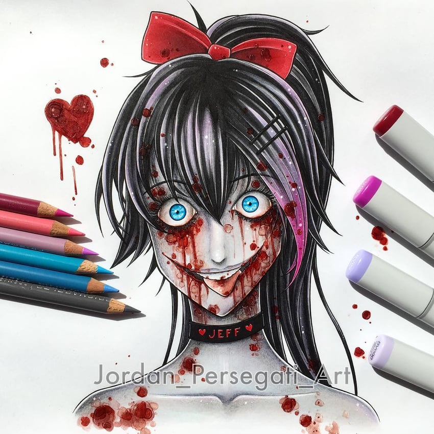 nina the killer (creepypasta and 1 more) drawn by jordan_persegati