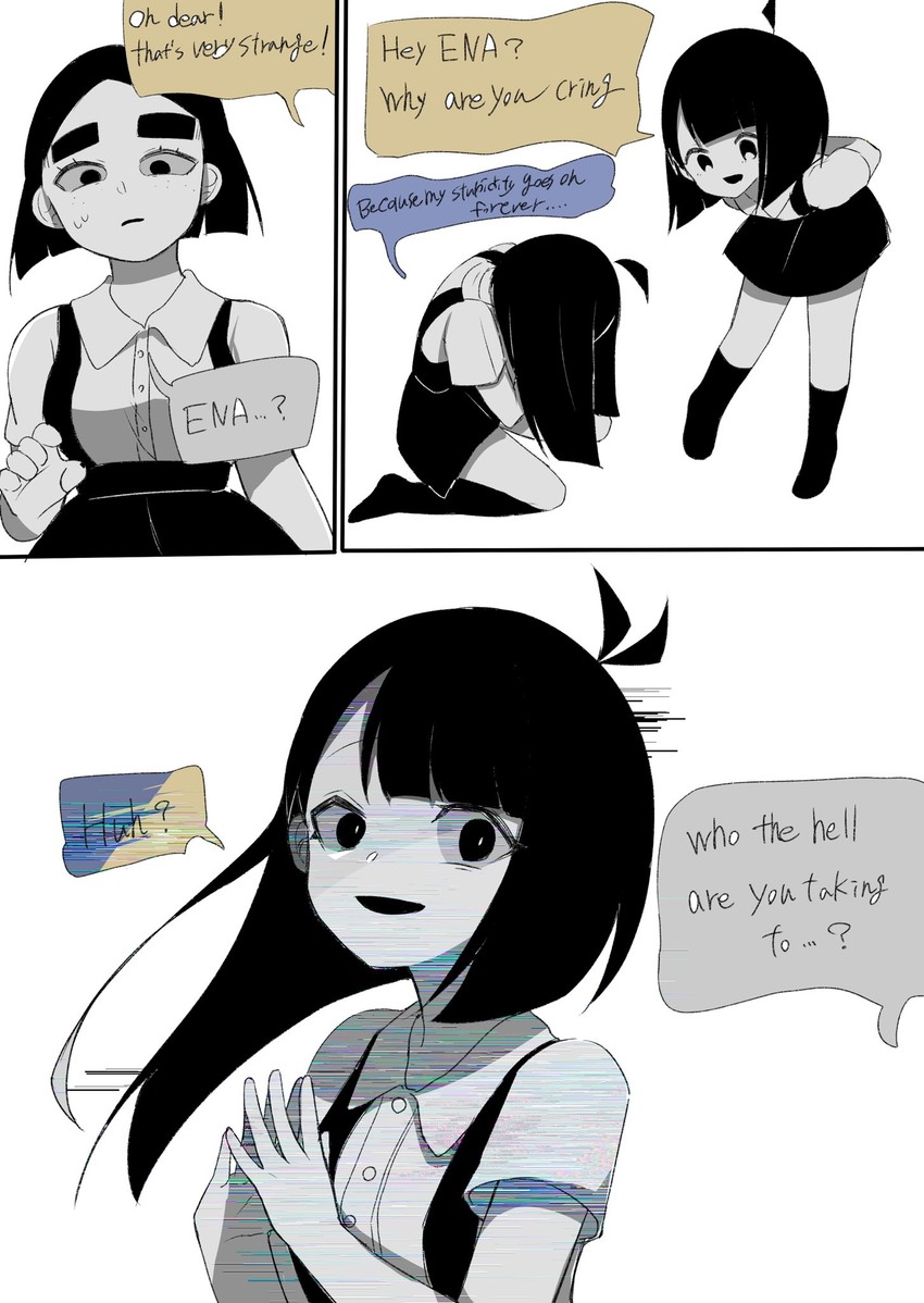 ena, happy ena, moony, and sad ena (ena) drawn by usagimarumei