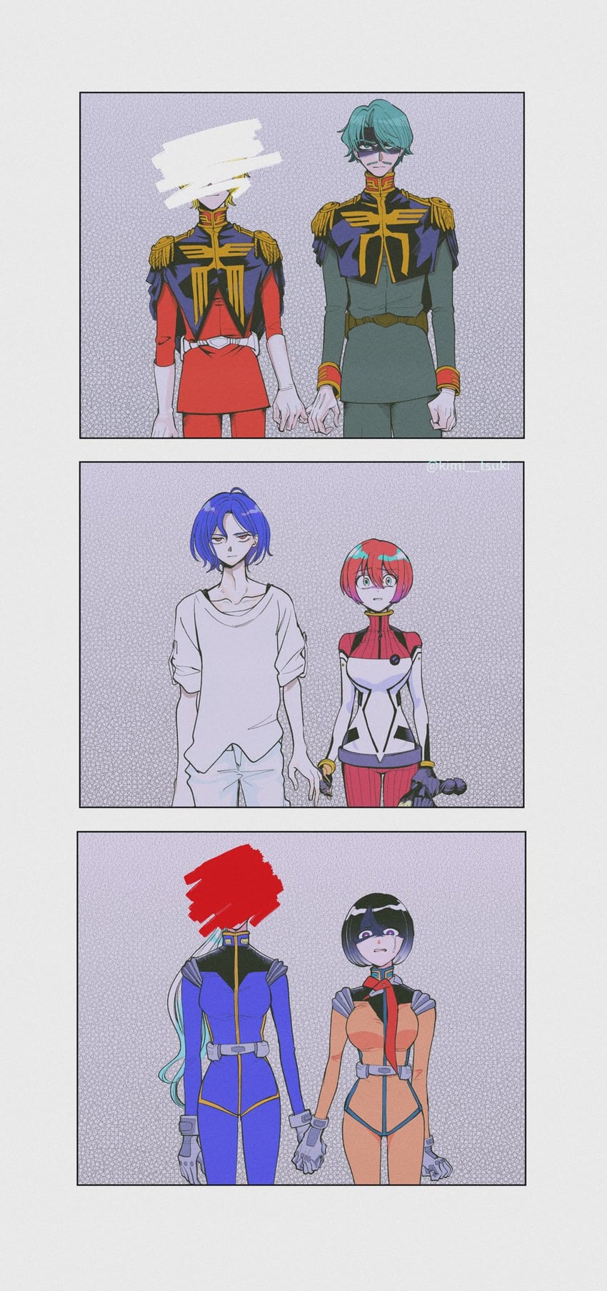 amate yuzuriha, char aznable, shuji ito, challia bull, and shiiko sugai (gundam and 1 more) drawn by tsudzumiya_mare