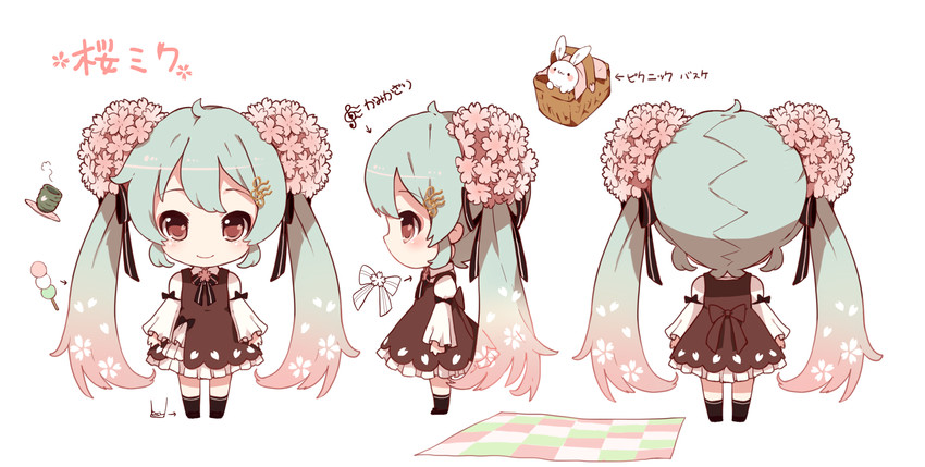 hatsune miku, sakura miku, and chuko miku (vocaloid) drawn by imoko_(imonatsuki)