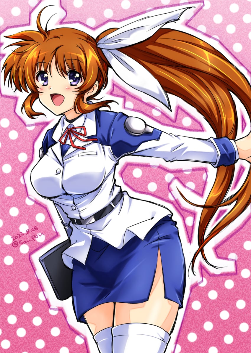 takamachi nanoha (lyrical nanoha and 1 more) drawn by san-pon
