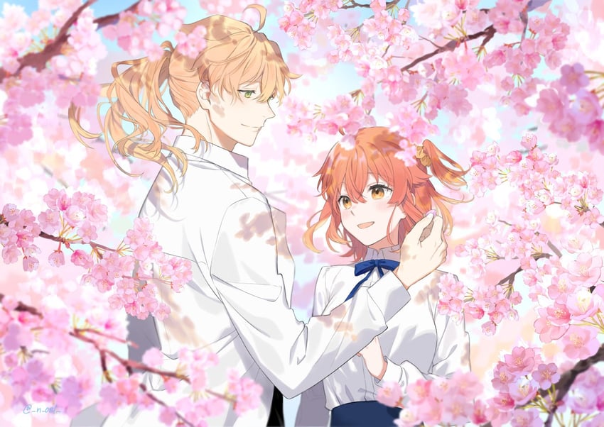 artoria pendragon, saber, fujimaru ritsuka, and romani archaman (fate and 1 more) drawn by n_oel