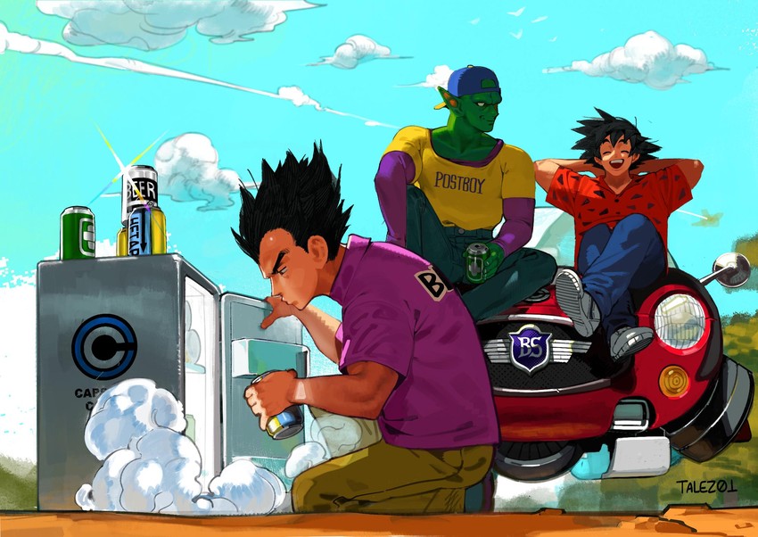 son goku, vegeta, and piccolo (dragon ball and 1 more) drawn by conto