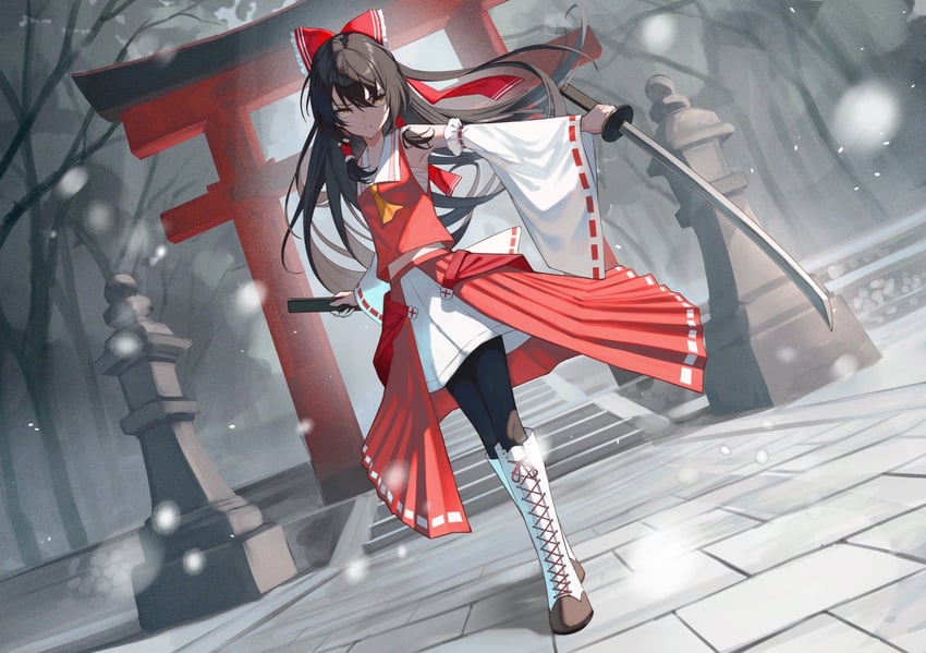 hakurei reimu (touhou and 1 more) drawn by xyunx