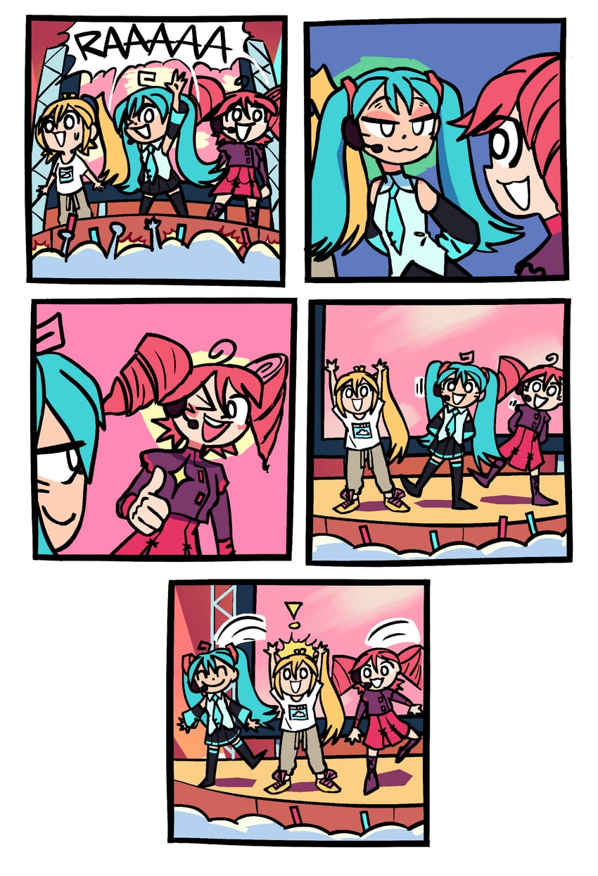 hatsune miku, kasane teto, and akita neru (vocaloid and 2 more) drawn by shenanigansen