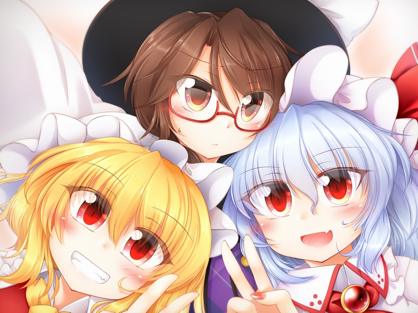 remilia scarlet, flandre scarlet, and usami sumireko (touhou and 1 more) drawn by marukyuu_ameya