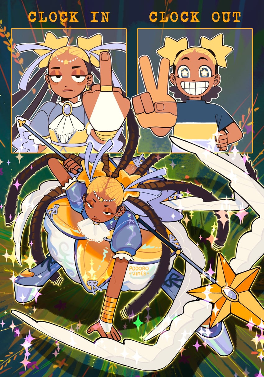 aika and star guardian: guardian of the stars (i don't want to be a magical girl) drawn by podoro-vines