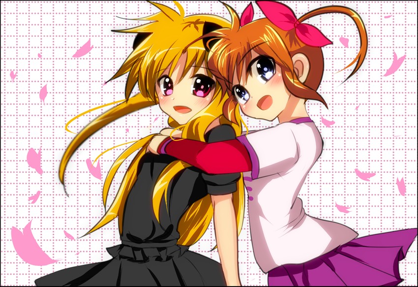 fate testarossa and takamachi nanoha (lyrical nanoha and 2 more) drawn by jink
