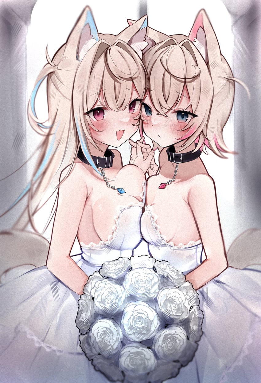 fuwawa abyssgard and mococo abyssgard (hololive and 1 more) drawn by meiwowowo