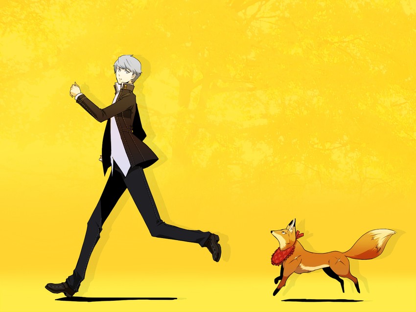 narukami yu and kitsune (persona and 1 more) drawn by yamada_maya_(yamada83)
