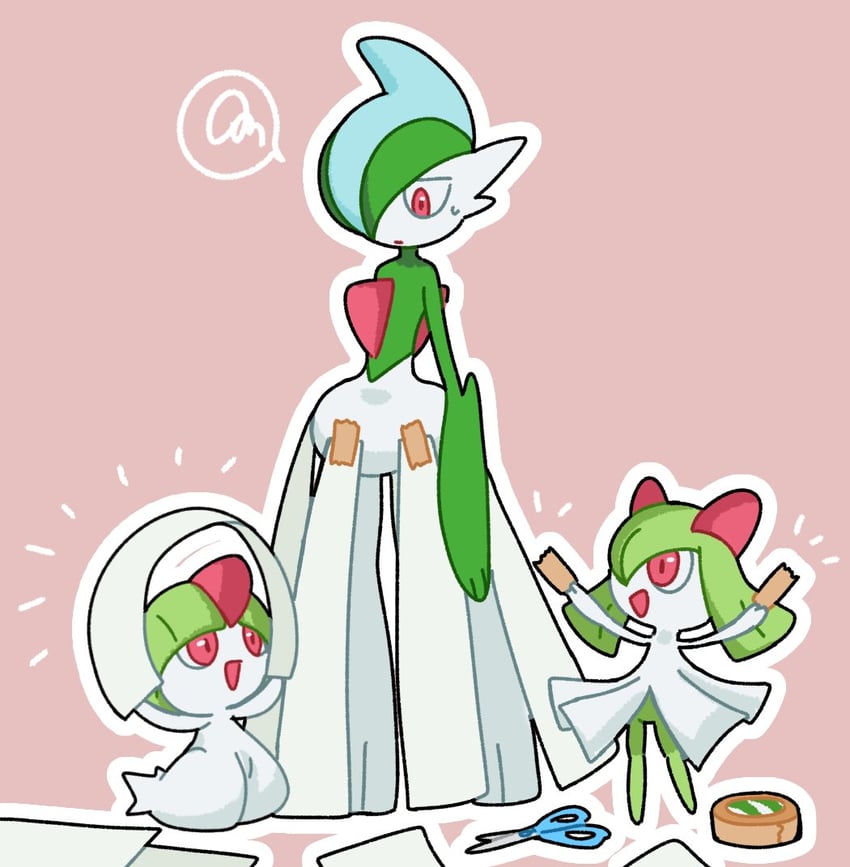 gardevoir, kirlia, gallade, and ralts (pokemon) drawn by nose_poke000