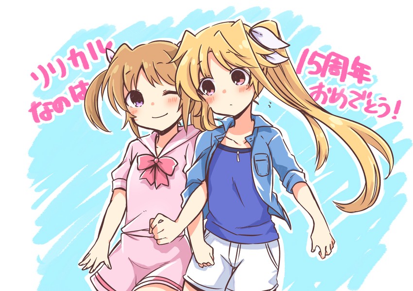 fate testarossa and takamachi nanoha (lyrical nanoha and 2 more) drawn by huleito