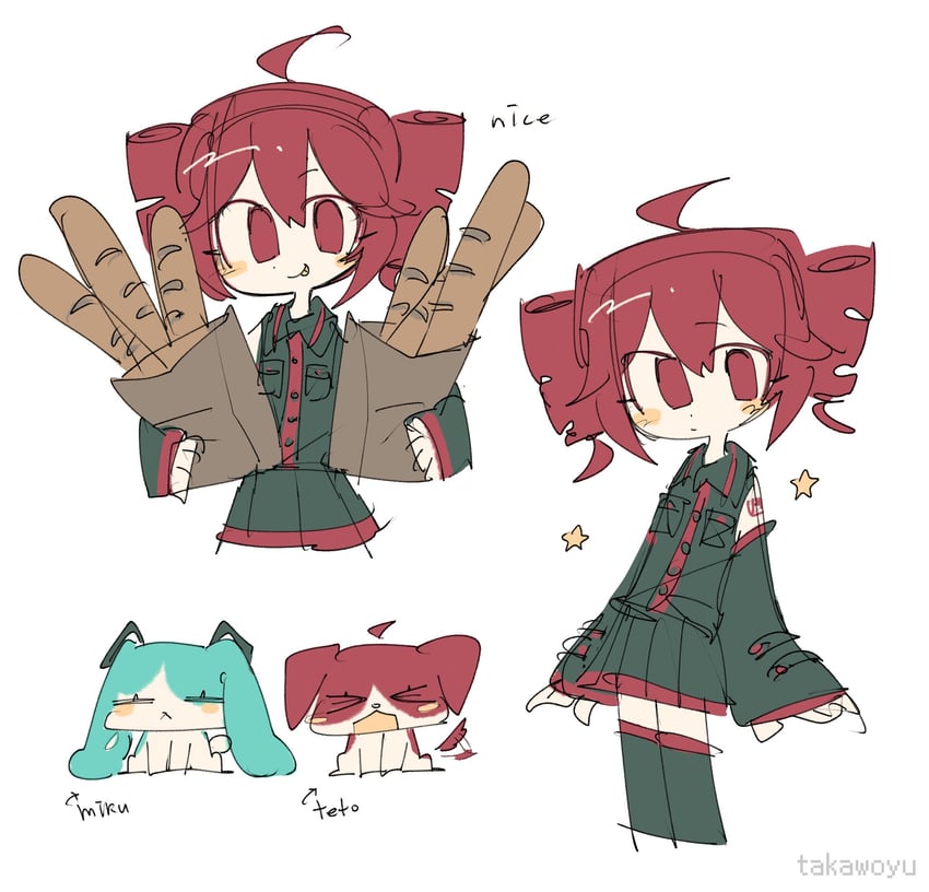 hatsune miku and kasane teto (vocaloid and 1 more) drawn by takawoyu