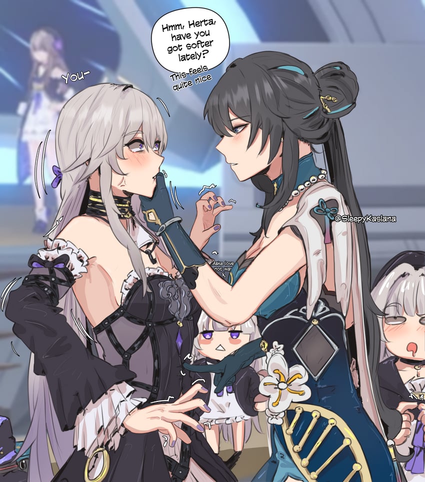 herta, the herta, and ruan mei (honkai and 1 more) drawn by sleepy_kaslana