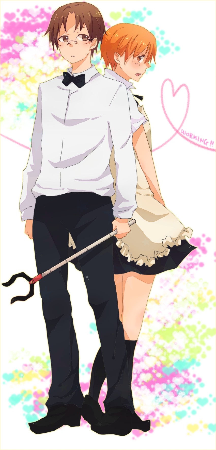 inami mahiru and takanashi souta (working!!) drawn by mozuku_daifuku