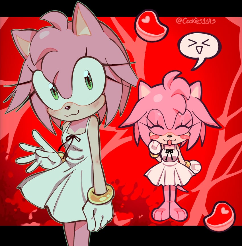 amy rose and saya (sonic and 1 more) drawn by cookies114s